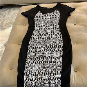 Black and White Patterned Women's Dress